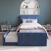 Rawson &amp; Co Selina Velvet King Single Bed with Trundle