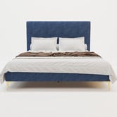 Rawson &amp; Co Blue Rykkie Velvet Bed Frame with Gold Legs