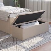 Rawson &amp; Co Beige Oxford Linen Storage Ottoman Bench