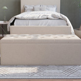 Rawson &amp; Co Beige Oxford Linen Storage Ottoman Bench