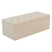 Rawson &amp; Co Beige Oxford Linen Storage Ottoman Bench