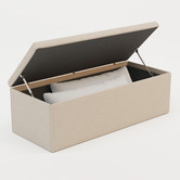 Rawson &amp; Co Beige Oxford Linen Storage Ottoman Bench