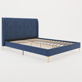 Rawson &amp; Co Blue Zheng Velvet Bed Frame with Gold Legs