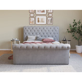 Rawson &amp; Co Draco Velvet Gas Lift Storage Bed Frame