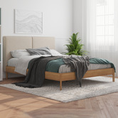 Rawson &amp; Co Natural Trolig Fabric &amp; Wooden Bed Frame