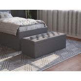 Rawson &amp; Co Grey Oxford Fabric Storage Ottoman Bench