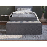 Rawson &amp; Co Grey Oxford Fabric Storage Ottoman Bench