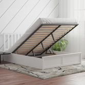 Rawson &amp; Co White Olsen Pine Wood Gas Lift Storage Bed Frame