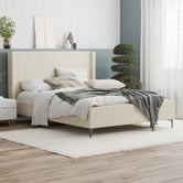 Rawson &amp; Co Beige Soulin Corduroy Bed Frame