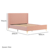 Rawson &amp; Co Pink Soulin Corduroy Bed Frame