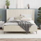 Rawson &amp; Co Beige Soulin Corduroy Bed Frame