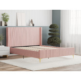 Rawson &amp; Co Pink Soulin Corduroy Bed Frame