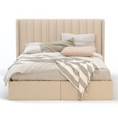 Rawson &amp; Co Beige Tulawie Bed Frame with Storage