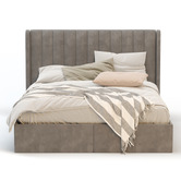 Rawson &amp; Co Grey Tulawie Velvet Bed Frame with Storage