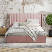 Rawson &amp; Co Pink Tulawie Velvet Bed Frame with Storage