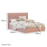 Rawson &amp; Co Pink Tulawie Velvet Bed Frame with Storage