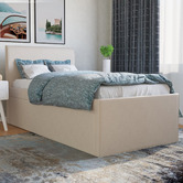 Rawson &amp; Co Beige Selina Upholstered King Single Bed with Trundle