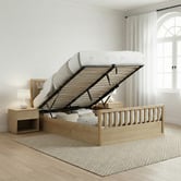 Rawson &amp; Co Mariadel Pine Wood Gas Lift Storage Bed Frame