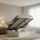 Rawson &amp; Co Mariadel Pine Wood Gas Lift Storage Bed Frame