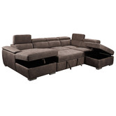Legacy Furniture Mushroom Brighton 6 Seater Faux Leather Sofa Bed with Storage