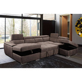 Legacy Furniture Mushroom Brighton 6 Seater Faux Leather Sofa Bed with Storage
