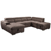 Legacy Furniture Mushroom Brighton 6 Seater Faux Leather Sofa Bed with Storage