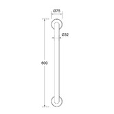 Linkware Linkcare 600mm Stainless Steel Grab Rail