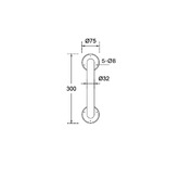 Linkware Linkcare 300mm Stainless Steel Exposed Flange Grab Rail