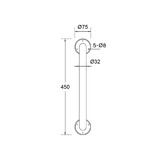 Linkware Linkcare 450mm Stainless Steel Exposed Flange Grab Rail