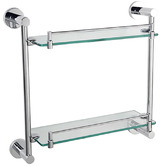Linkware Loui Stainless Steel &amp; Glass Double Bathroom Shelf