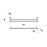 Linkware Elle 750mm Brushed Stainless Steel Double Towel Rail
