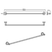 Linkware Elle Elite 800mm Single Towel Rail