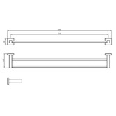 Linkware Lauren Elite 800mm Double Towel Rail