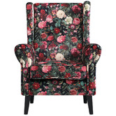 By Designs Brent Floral Velvet Wingback Chair