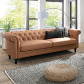 By Designs Cornelia Chesterfield 3 Seater Faux Leather Sofa