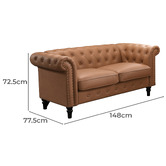 By Designs Cornelia Chesterfield 2 Seater Faux Leather Sofa
