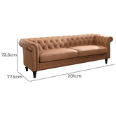 By Designs Cornelia Chesterfield 3 Seater Faux Leather Sofa