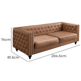 By Designs Stanley 3 Seater Faux Leather Sofa