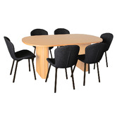 By Designs 6 Seater Houlton Oak Wood Dining Table &amp; Chair Set