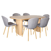 By Designs 6 Seater Houlton Oak Wood Dining Table &amp; Chair Set
