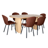 By Designs 6 Seater Houlton Oak Wood Dining Table &amp; Chair Set