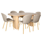 By Designs 6 Seater Houlton Oak Wood Dining Table &amp; Chair Set