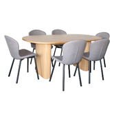 By Designs 6 Seater Houlton Oak Wood Dining Table &amp; Chair Set