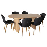 By Designs 6 Seater Houlton Oak Wood Dining Table &amp; Chair Set