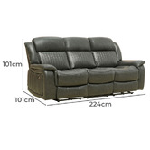 By Designs Powell 3 Seater Faux Leather Recliner Sofa
