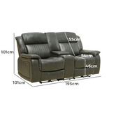 By Designs Powell 2 Seater Faux Leather Recliner Sofa