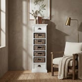 Balmoral Designs Halifax 5 Rattan Baskets and 2 Drawers Storage Unit