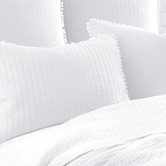Chiswick Living White Clavo Pom-Pom Cotton Reversible Coverlet Set