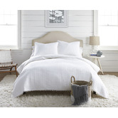 Chiswick Living White Clavo Pom-Pom Cotton Reversible Coverlet Set