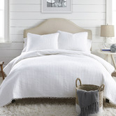 Chiswick Living White Clavo Pom-Pom Cotton Reversible Coverlet Set